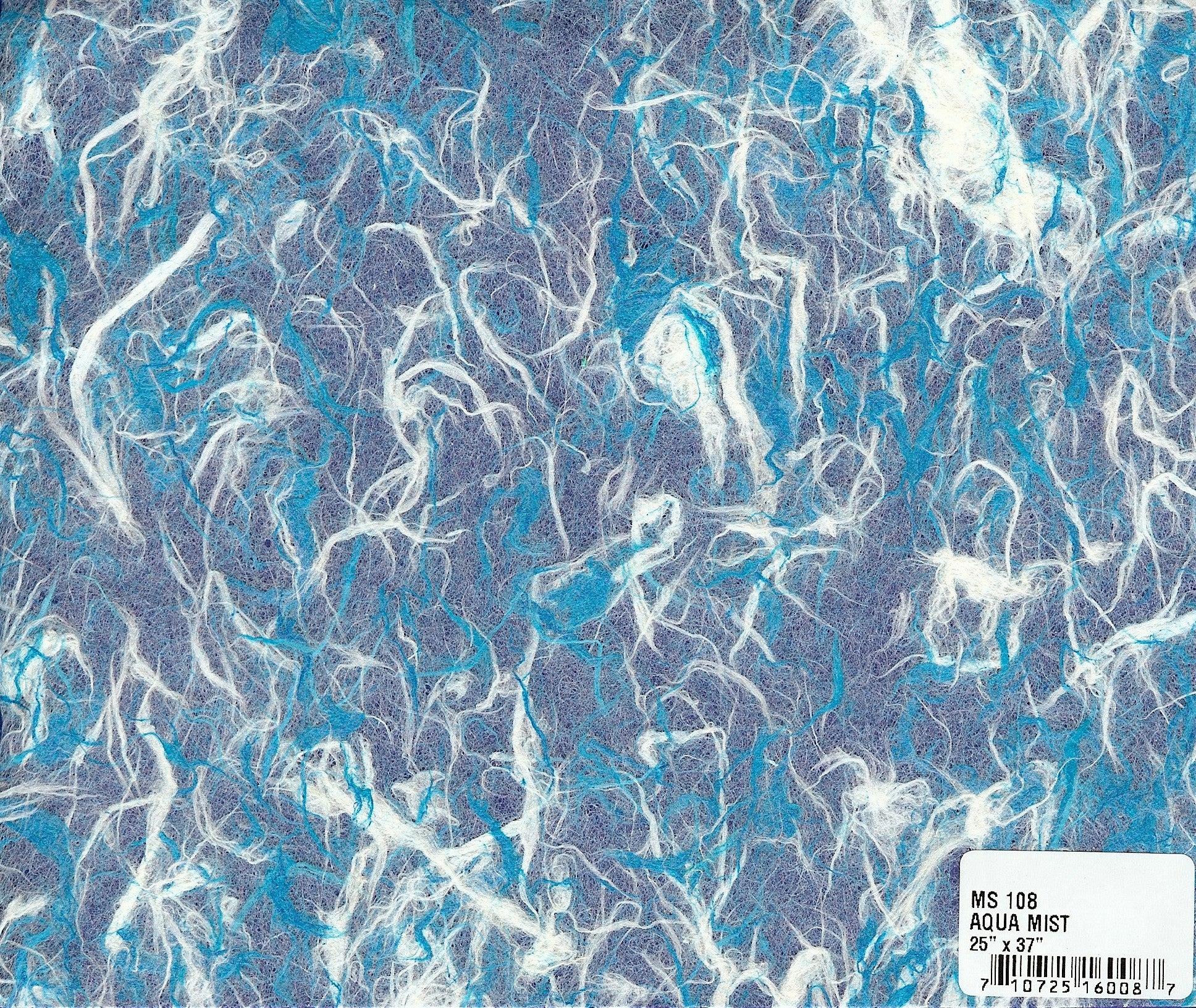 Cloud lace paper sheet, white kozo mulberry with colored strands, 25x37 inches, handmade texture with deckle edges