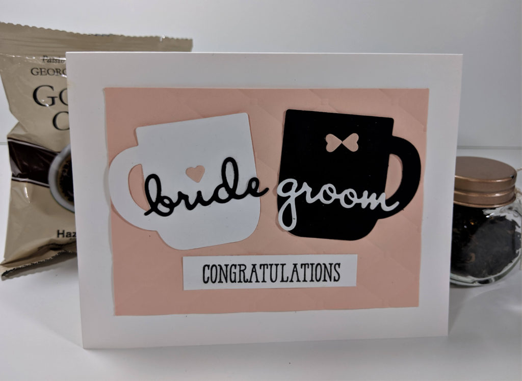Handmade wedding card with mugs
