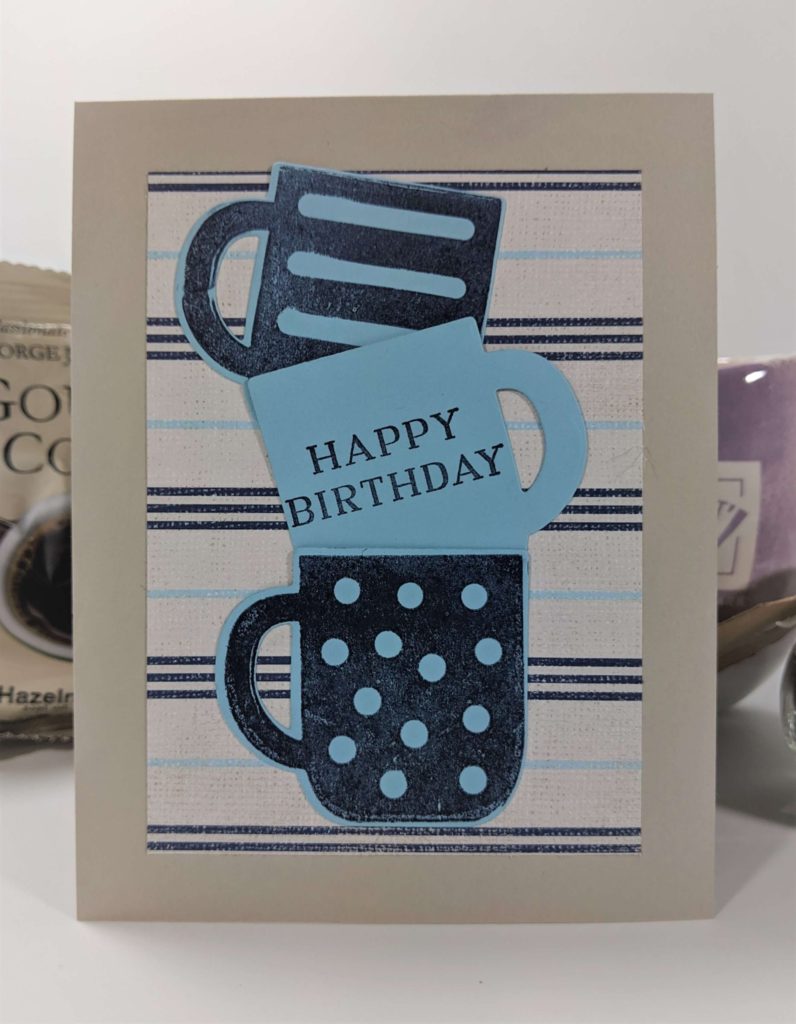 Handmade masculine birthday card with mugs